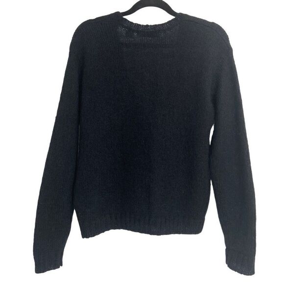 Knit Knit Vintage Mohair Blend Embroidered Cardigan Sweater Black Small - Picture 5 of 6